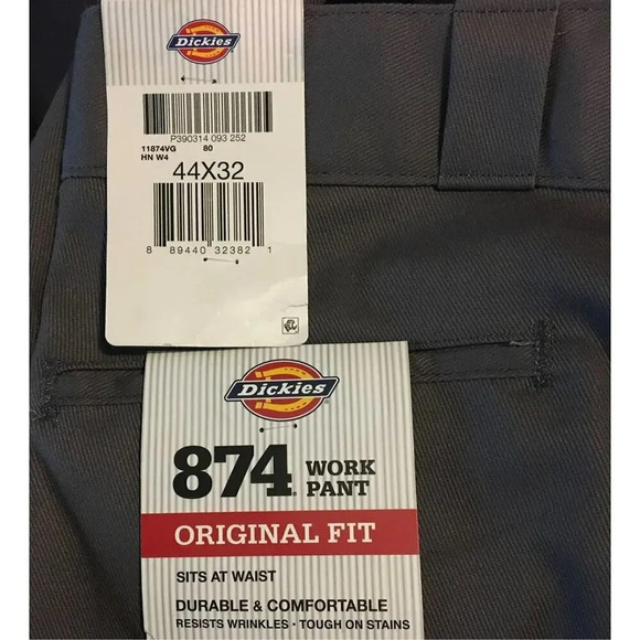 NEW Dickies Men’s Size 44 x 32 Grey Style 874 Work Pants - Picture 4 of 5